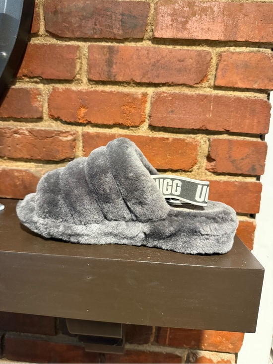 UGG Shoes - UGG Gray Plush Multi-Band Slide Slippers